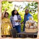Reallnaive 1 Sets Empty Gift Baskets to Fill Large Bamboo Woven Baskets with Handles 15.8 x 7.9 x 6.3 inch Includes Clear Wrap Bags and Bows for Raffle, Baby Shower, Graduation,Wedding