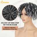 QUEENTAS Curly Toupee for Men and Women 10" Hair Pieces Dreadlock Hair 3603D Cover Knotless Afro Braided Synthetic Hair Topper with 3 Clips(Grey Mixed Black 1B/60)