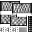 Tuanse 4 Pcs Stretchable Small Cargo Net Pocket Storage Mesh Elastic Automotive Cargo Nets with 16 Mounting Screws and Built in Hooks for Truck Car SUV Boats, 2 Sizes