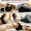Memory Foam Ergonomic Wedge Pillow, 27° Angled Bed Wedge Body Position Pillow for Reading Sleeping & Resting, Neck Support Pillow Back Cushion with Non-Slip Pillowcase (Black)