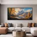 YCPRIMER Mountain Wall Art Brown Landscape Open Country Picture Nature Rural Scenery Painting Modern Artwork Lakes for Living Room Bedroom Dinning Room Home Office Wall Decor 20x40 inches, Gold-F