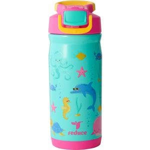 REDUCE Hydrate Pro Kids 14oz Stainless Steel Insulated Water Bottle w/Straw – Spill Proof Tumbler for Kids – 30 Hour Cold Retention – Dishwasher Safe Leak-Proof Design - Ocean Friends