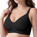 LUXMAY Wireless Comfortable Bra Seamless No Underwire Bras Full Coverage Push Up Women Wirefree Bras with Support, 34DDD