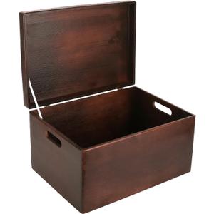 Creative Deco Large Brown Wooden Box Storage with Hinged Lid | 15.8x11.8x9.44in (+-0.5) | Keepsake Decorative Gift Box | Acacia-Like Wood Chest Trunk PRODUCT NOT INTENDED FOR 15 YEARS OR BELOW