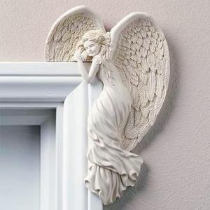 SIQITECHNO Door Frame Angel Decor Statues Ornaments Distressed Sculpture Left or Right Corner Resin Wall Crafts Vintage Ornament for Decoration, 6.3x4.3in (BAI-JIAN-018rlUs)