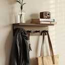 Entrance Coat Rack Coat Hooks, Wall-Mounted Wooden Hook Rack, Wall-Mounted Shelves are Very Suitable (Walnut Color FinishA-1)