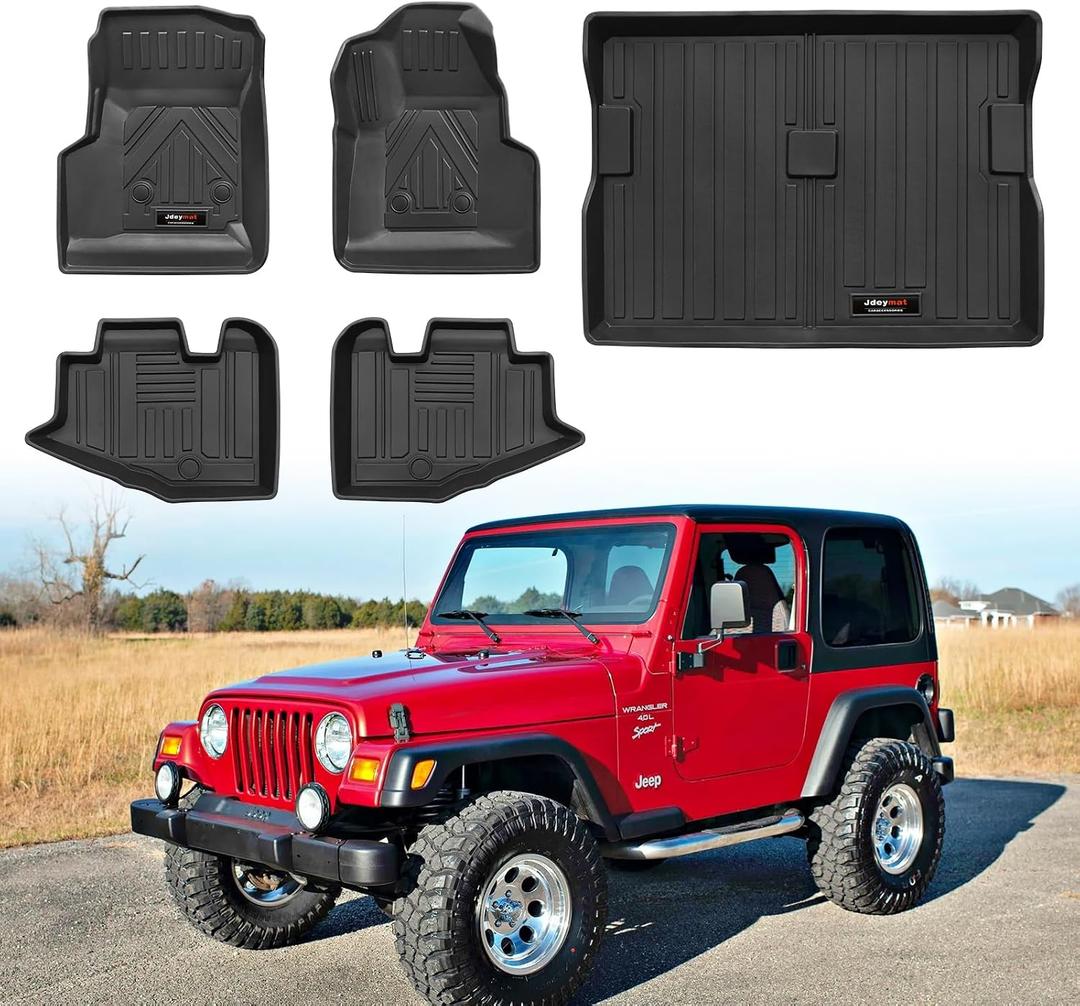 All Weather Floor Mats & Cargo Liner Compatible for 1997-2006 Jeep Wrangler TL/LJ Accessories (for1997-2006 Jeep Wrangler TJ/LJ)