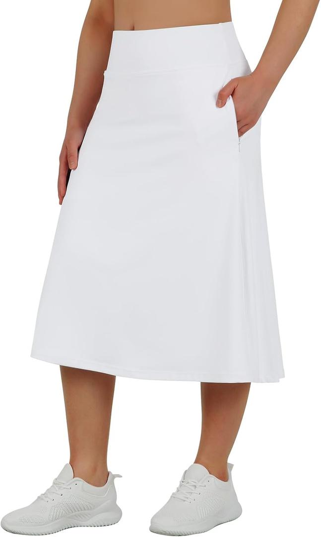 ANIVIVO Women's Midi Length Skorts Skirts with Pockets Modest Skirts 28" Long Knee Length Athletic Skorts, XL