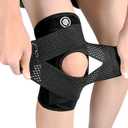 Knee Brace with Side Stabilizers for Knee Pain, Adjustable Knee Support for Meniscus Tear ACL MCL Arthritis Injury Recovery, Breathable Knee Wrap for Men & Women, Workout, Sports (Black, X-Large)