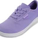 WHITIN Womens Canvas Minimalist Wide Toe Box Barefoot Sneakers Extra Zero Drop Sole Shoes Width Fit Minimus Size 8  Minimal Bare Feet Trail Purple 