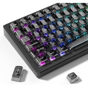 dagaladoo Grey Clear keycaps,Transparent keycaps 60 75 100 Percent,Ceramic Jelly Keyboard caps Set,Shine Through keycap.,MDA Profile Keyboard Key Cap for Mx Switches Mechanical Keyboard(115key)