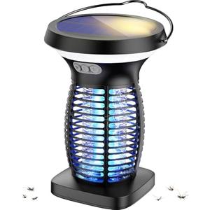 OnBeam Solar Bug Zapper Outdoor, Mosquito Zapper Outdoor Waterproof Electric Fly Zapper Rechargeable Mosquito Killer with Solar Panel, 4200V Fly Trap Indoor for Home Backyard, Patio, Garden, Camping