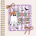 FDHSPAAM Coquette Halloween Ghost Spiral Journal Notebook 5.5x8.3in, Spooky Ghost Journal for Woman, Girly Preppy Halloween Notebooks Gifts for Note Taking, Hardcover Notebook