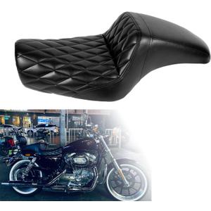 Two-up Seat, Driver+Passenger Seat Cushion, Stepped Type, For Harley-Davidson Sportster Iron XL883 XL1200 (2004-2006)&(2010-2022) /Half Diamond/Suitable for Not More than 3.3GAL