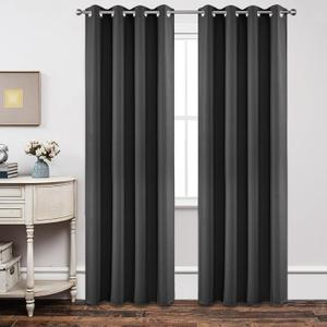 Joydeco Blackout Curtains 72 Inch Length, Grey 52 x 72 Curtains for Bedroom, Thermal Insulated Long Curtains & Drapes 2 Burg, Room Darkening Grommet Drapes for Living Room Window, 2 Panels Set