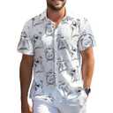 Funny Holiday Hawaiian Shirt for Men Aloha Mens Hawaiian Shirts Casual Short Sleeve Button Down Shirt Men L
