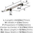 Amerock Corp BP37105G10 Everett Pull, 5-1/16 in (128 mm) Center-to-Center, Satin Nickel