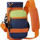 Nuovoware Water Bottle Carrier, 40oz Bottle Carrier Sports Insulated Water Bottle Holder with Adjustable Shoulder Strap, 2 Pockets Flask Sling Bag Drawstring Pouch for Climbing Hiking Walking