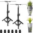 AZEAM 2 Pcs Adjustable Plant Risers for Inside Pots, 10-15" Rise Upgraded Planter Inserts, Metal Plant Lifters Fillers for Tall Square Round Taper Flower Pots Indoor Outdoor (4-12" Top& 6-9" Base)