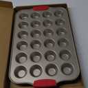 Mini Muffin Pan, 24 Tin Cupcake Pan, Nonstick Small Muffin Tray with Silicone Grip Handles, Durable Mini Cheesecake Cup Cake Pans for Baking, 2-PACK,Gold