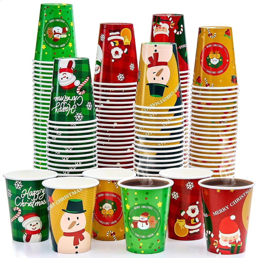 120 Pack 12oz Christmas Disposable Paper Cups - 6 Kinds of Christmas Themes Paper Cups, Perfect for Holiday Parties & Daily Hot/Cold Drinks