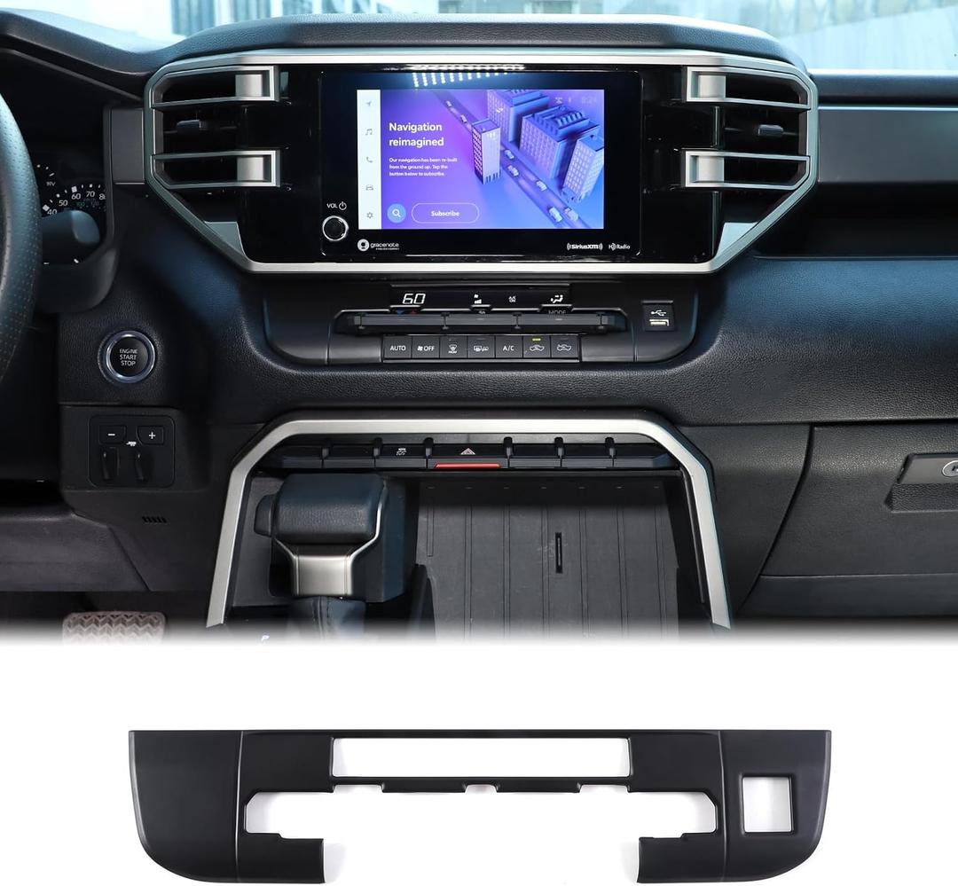 Car Air Conditioning Climate Control Trim Cover Fit Toyot@a Tundra/Sequoia 2022-2024 Truck Center Control AC Climate Control Button Adjust Panel Cover Frame ABS Accessories(Not Fit JBL Sound System)