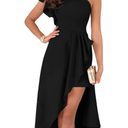 Dokotoo Womens One Shoulder Sleeveless Ruffle Empire Waist Asymmetrical High-Low Bodycon Formal Wedding Guest Midi Dresses XL
