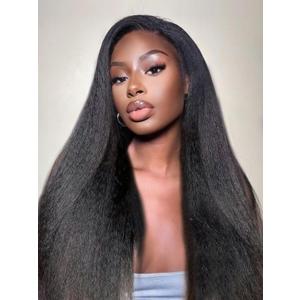 catti 3 In 1 Half Wig Kinky Straight Synthetic Hair Comfortable Fit Invisible Hairline Adjustable Drawstring Wigs for Seamless Hair Blending Ready to Go Headband Wig for Women 22 Inch