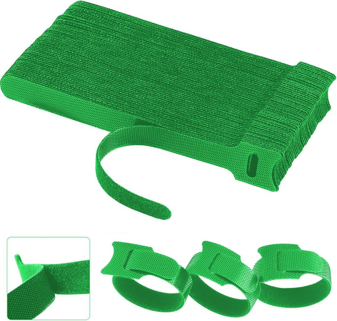60 PCS Garland Ties Plant Cable Straps for Support Plant Growth, Adjustable Indoor/Outdoor Decorative Nylon Reusable Hook and Loop Design(Green,6 inch)