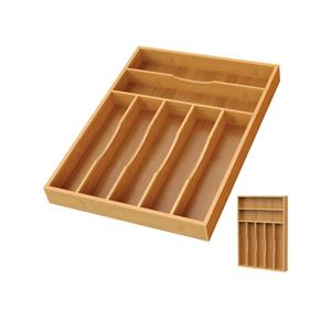 Bamboo Silverware Organizer, Bamboo Kitchen Drawer Cutlery Organizer, Utensil Holder, Flatware Organizer Tray (15.8"x11.7"x1.6")