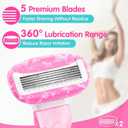 DreamGenius Travel Razors for Women, Travel Size Toiletries Include 1 Handle and 2 Cartridges, Extra Smooth 5-Blade Travel Essentials Razor with Case for Shaving, Pink