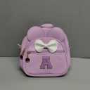 KKXIU Girls Initial Bowknot Cute Mini Backpack for Toddler, Travel Small Girl Backpacks, Personalized Birthday Gifts for Little Girls and Kids(A, Purple)