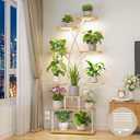 9 Tier 66" Tall Plant Stand with Grow Lights for Indoor Plants（White）