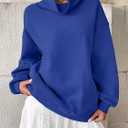 EasyGala Womens Fleece Sweatshirts with Pockets Oversized Turtleneck Pullover Trendy Long Sleeve Tops Fall Fashion Shirts (Blue, L)