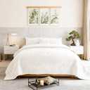 Quilt Set King Size 98x106 Luxurious Velvet Bedding Sets with 2 Pillow Shams 20x36 3 Pieces Ultra Soft Quilted Bedspread Coverlet Comforter for All Season,Cream White