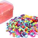 Jewelkeeper Bracelet Jewelry Making Kit for Girls - Arts and Crafts for Kids - Snap Pop Beads - Charm Bracelet Making Kit for Girls - DIY Necklace Hairband Bracelet Ring Earring - Gifts Toy Set - Pink