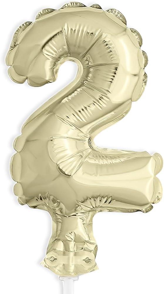 Number 2 Foil Balloon Cake Topper - 5" | Gold | 1 Pc