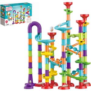 Marble Run for Kids Ages 4-8 - Maze Game DIY Educational Playset Birthday Gift for Ages 3+, Track Pipe Building Blocks Glass Marbles for Kids Birthday Preschool, Toys for 3-Year-Old Boys Christmas