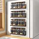 4 Pack Strong Magnetic Spice Rack Organizer for Refrigerator and Microwave Oven, Metal Fridge Shelf, Space Saver for Kitchen Organization and Storage, Black (No Jars)