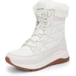 DREAM PAIRS Women's Winter Snow Boots Waterproof Lightweight Warm Faux Fur Lined Insulated Outdoor Ladies Mid-Calf Booties (7, Beige)