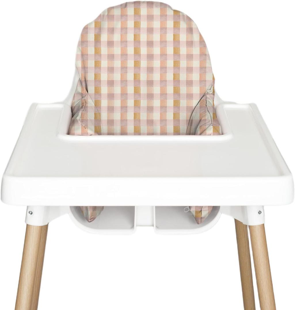 Nibble and Rest IKEA Highchair Cushion Cover for Inflatable Cushion, Compatible for IKEA Antilop Highchair Accessories, Stain-Proof&Wipeable Cover(Cushion NOT Included) (Pastelchecks)