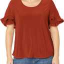 Star Vixen Women's Ruffle Tulip Sleeve Casual Top (Large)