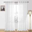 DWCN White Sheer Curtains, Linen Look Semi Transparent Voile Grommet Top Solid Lightweight & Airy Gauzy Curtains & Drapes for Living Dining Room Drapes W60 x L102 Inch Long, Set of 2 Panels