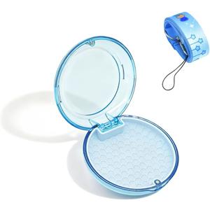 2 x Transparent Retainer Holder with Lanyard, Travel Night Guard Box with Vent Holes, Compact Portable Mouthguard Container, Aligner Case Compatible with Invisalign (Clear Blue)