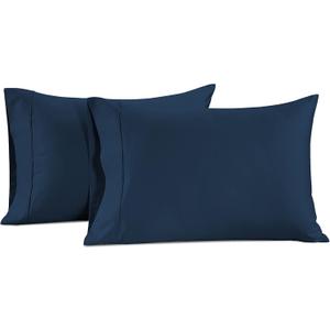LANE LINEN Pillow Case Covers King Set of 2 100% Egyptian Cotton Sateen Soft Cool & Smooth 1000 Thread Count Cases - Denim (15: Dark Denim)