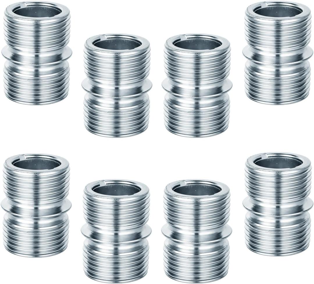 8pcs Coarse Thread Connectors for 0.94-0.98in/24-25mm Outside Diameters Wire Shelving Poles, Metal Shelf Coarse Thread Connectors for Storage Rack Units(Silver)