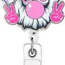 Cute Funny Santa Claus Badge Reel Christmas Badge Clips Work ID Badge Holder with Retractable Clip Winter Xmas Badge Reels Retractable Holiday ID Card Holder for Nurse Doctor Teacher Student Worker