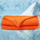MorroMorn Cooling Comforter for Hot Sleepers & Night Sweats - IceyRest Cold Touch Technology, Lightweight Summer Blanket Breathable Silk Smooth (Orange, Full Queen Size 90"x 90")