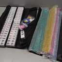 American Mahjong Tile Set,166 White Tiles Mahjong Set,4 Colors Mahjong Racks,Travel Mahjong Set with Blue Carrying Bag, 5" X 2" X 1.2"
