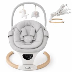 TimChic Baby Swing for Infants, Portable Electric Swing with Auto-Rocking Detection, 5 Speeds, 3 Heights, Remote Control, for Newborn to 9 Months (Gray)